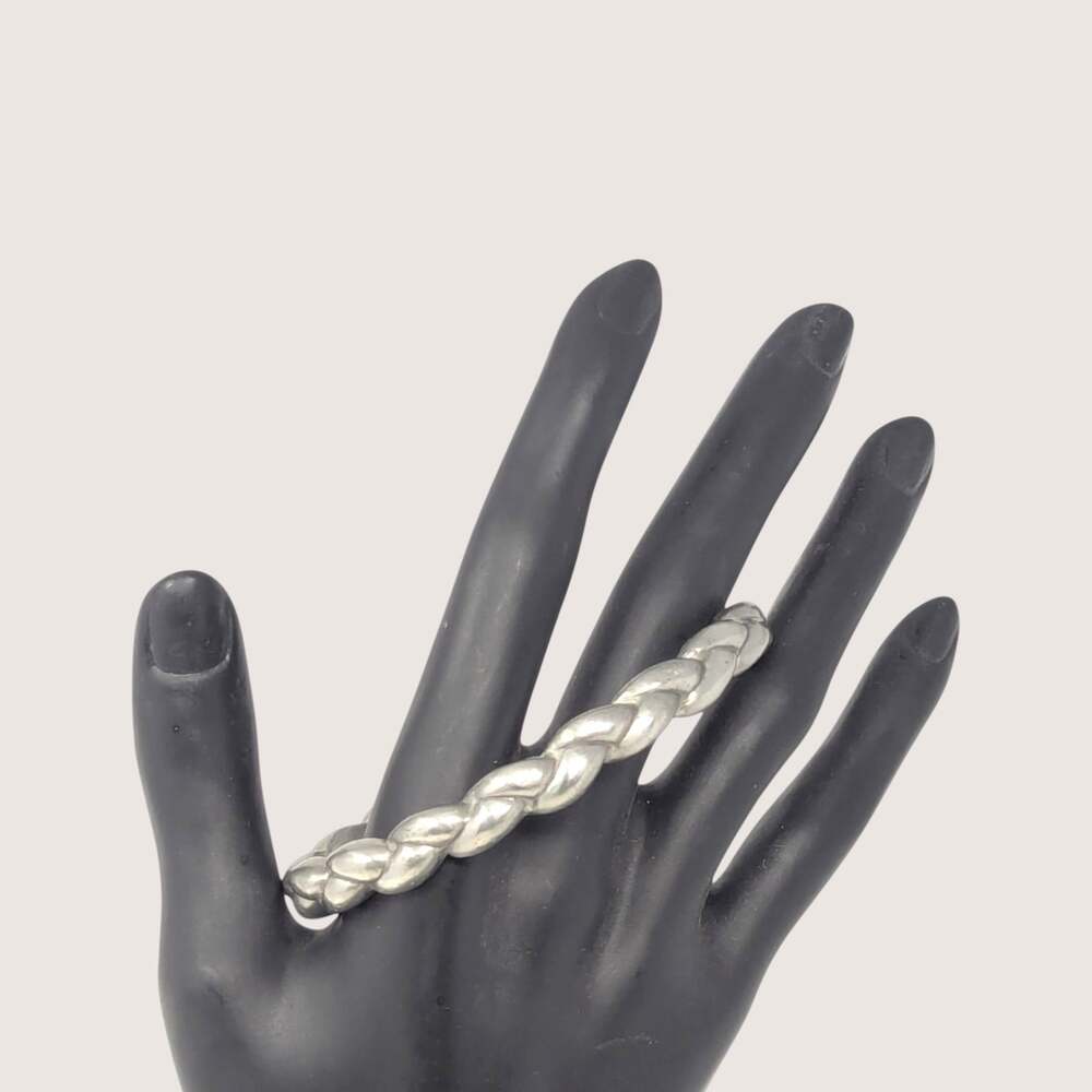 Vintage Solid Pewter Braided Rope Twist Open Cuff Bangle Bracelet Celtic Decor